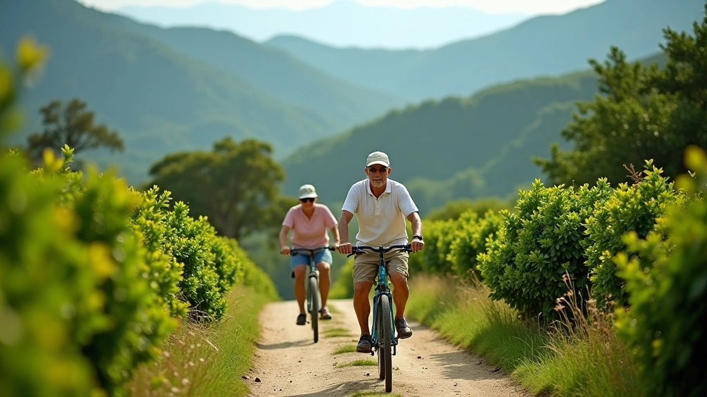 Personas mayores disfrutando de ciclovía en las montañas de Adjuntas