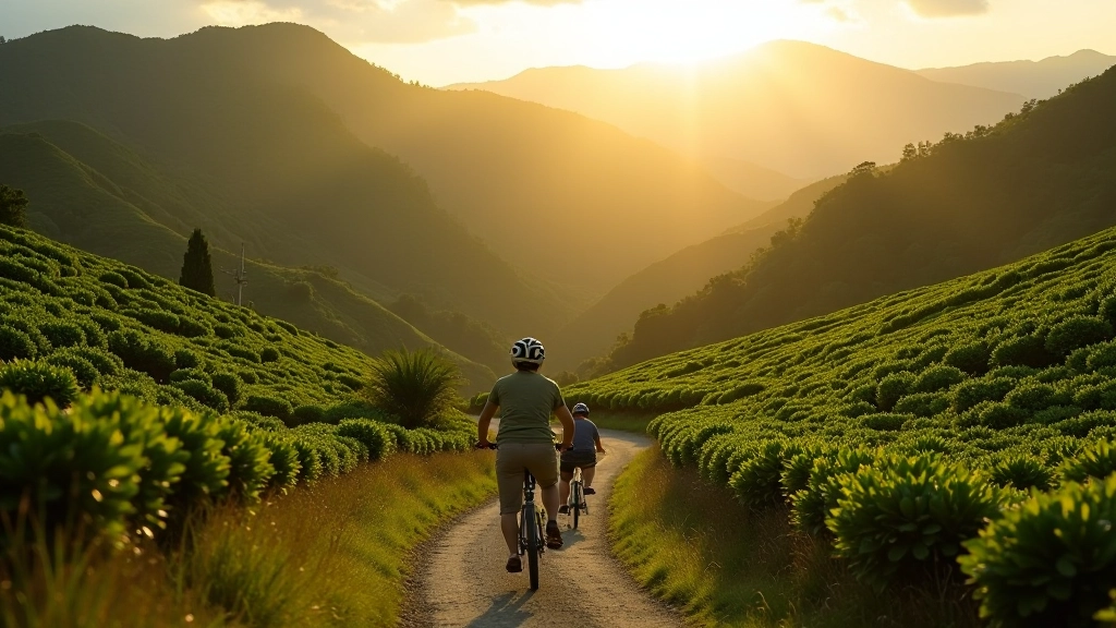 Ruta montañosa entre fincas de café en Adjuntas